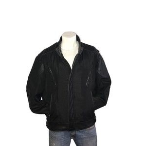 Motorcycle Biker Jacket Leather Mens Removable Liner Zip Pockets Size 44